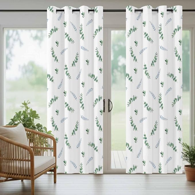 Leaf Outdoor Curtains for Patio Summer Jugal Leaves Pastoral Plant Waterproof