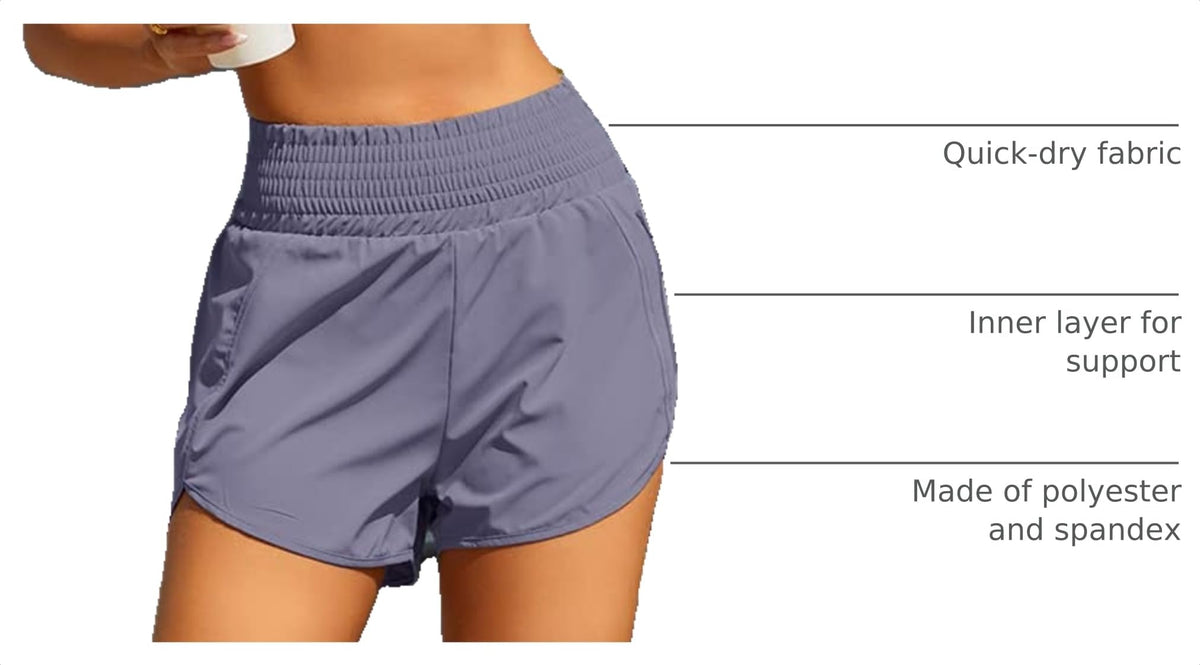BMJL 2.5" Women Athletic Shorts High Waisted Short with Pocket(BluGre,XS