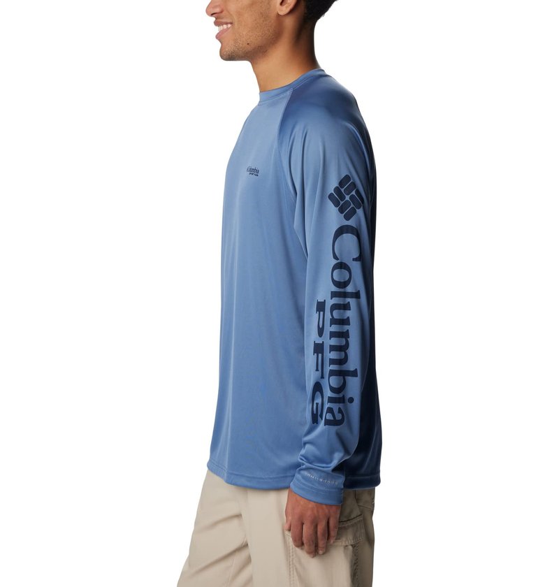 Columbia Men's Terminal Tackle Long Sleeve Shirt, Bluestone/Collegiate Navy Logo, 6X Big