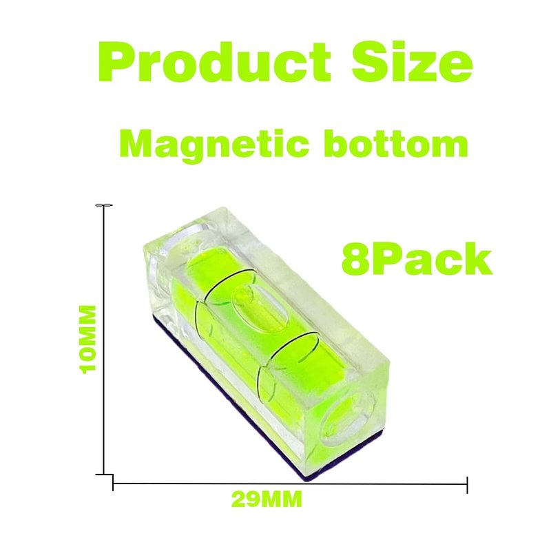 8Pack Magnetic Mini Bubble Level 10×10×29mm(0.39x0.39x1.14in) Small Leveler Tool