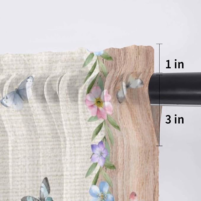 Easter Sheer Valances for Windows 54"x18", Light Filtering Kitchen Curtains
