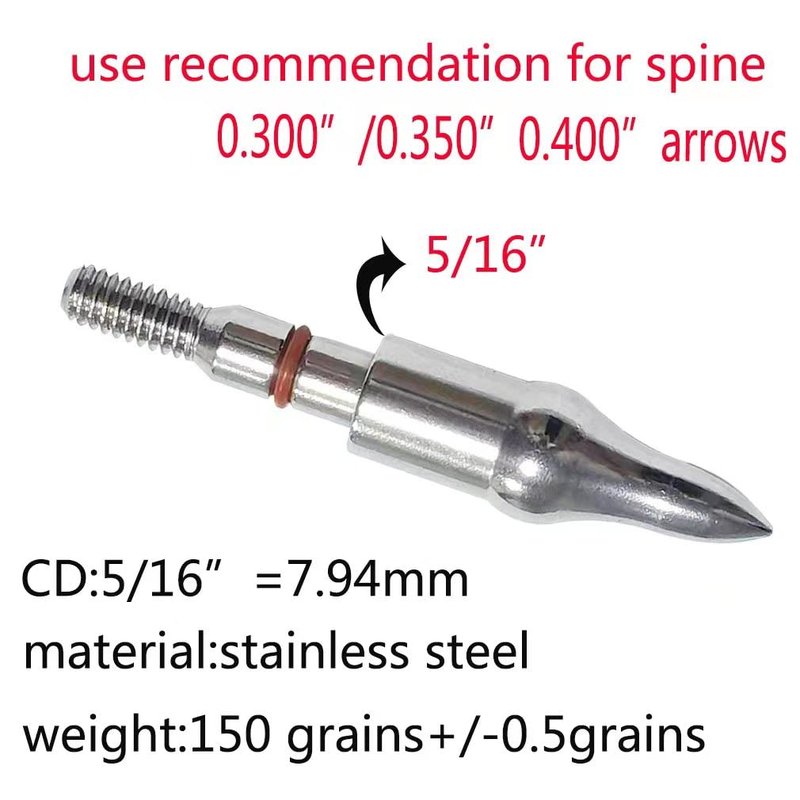 Field Points arrowheads 150 Grains Archery Field Points, 5/16" Stainless Steel Screw in Archery Field Tips and Broadheads (1 Dozen 12 PCS)