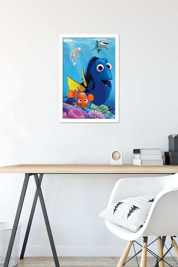 Trends International Disney Pixar Finding Dory - Dory Wall Poster, 14.725" x 22.375", White Framed Version