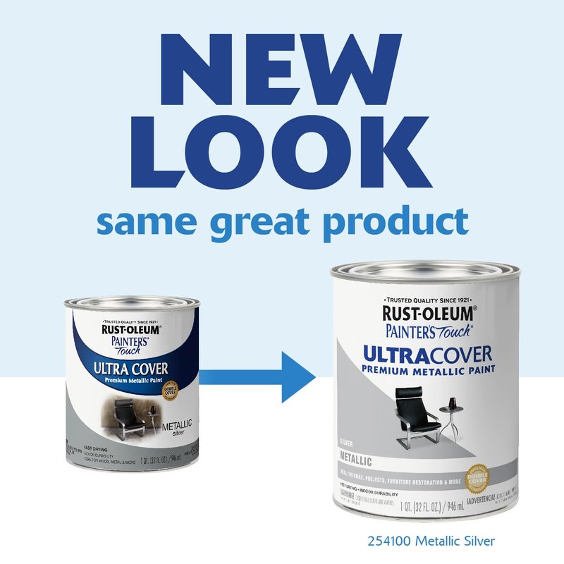 Rust-Oleum 254100 Painter's Touch Metallic Paint, Quart, Metallic Silver, Pack of 1