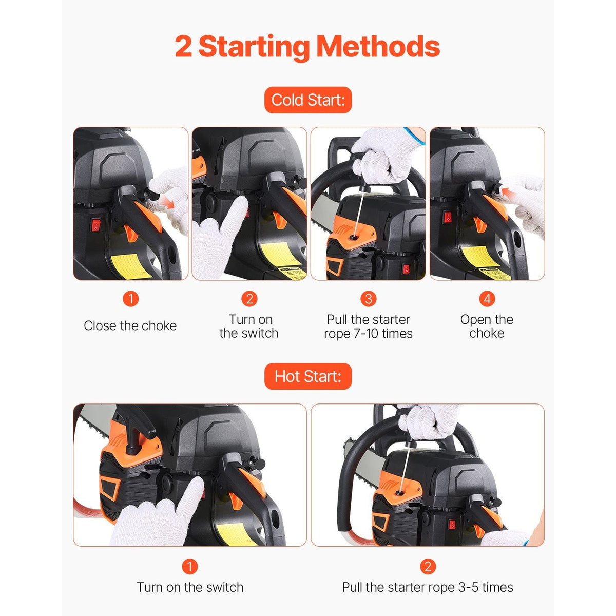62 cc Gas Chainsaw, 20 inch Gas Powered Chainsaw, 3.8 HP Power Chain Saw with Non-Slip Handle, Gas-Powered Chainsaws with Dual Fuel Tanks, For Wood Cutting, Tree Trimming, and Land Clearing