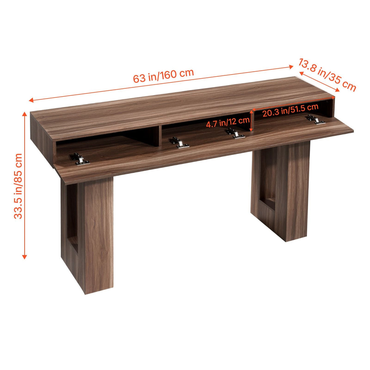 63 in Console Table, Farmhouse Desk Behind the Couch, Wooden Rectangle Entrance Desk, Narrow Long Sofa Table Accent Stand for Hallway, Bedroom, Living Room, Foyer, Easy Assembly, Brown