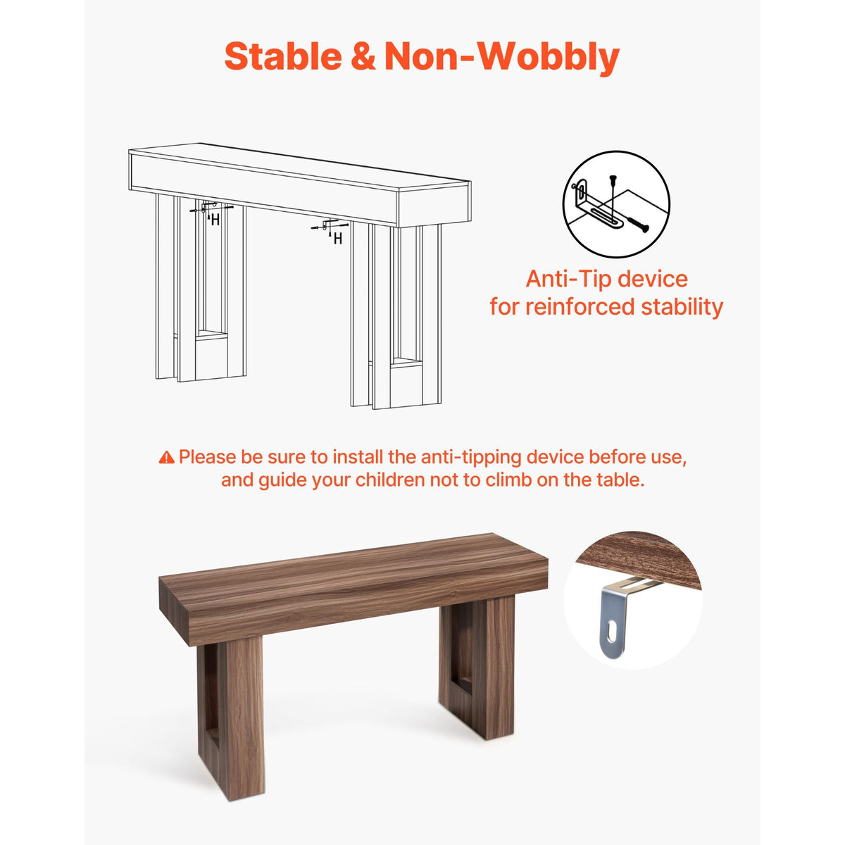 63 in Console Table, Farmhouse Desk Behind the Couch, Wooden Rectangle Entrance Desk, Narrow Long Sofa Table Accent Stand for Hallway, Bedroom, Living Room, Foyer, Easy Assembly, Brown