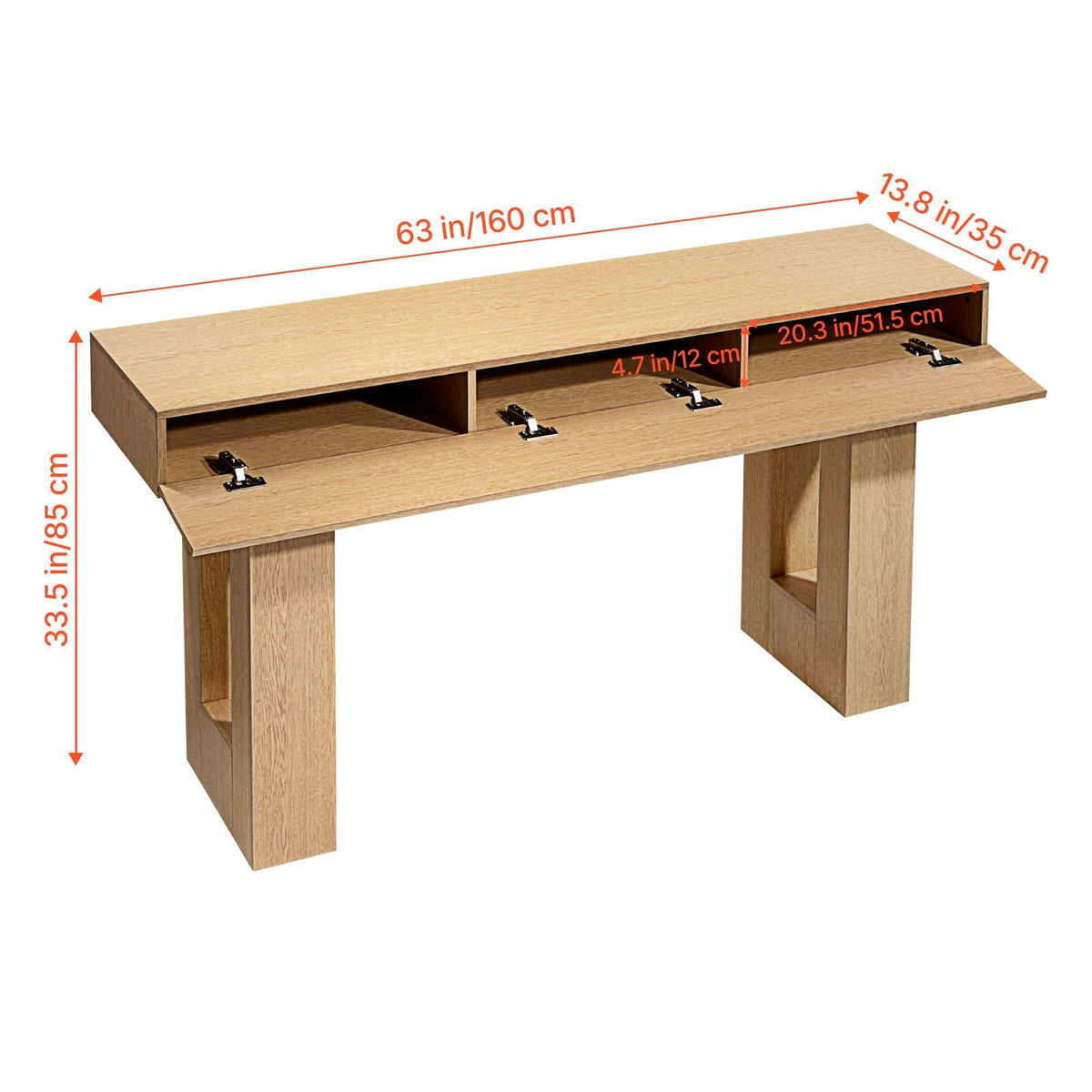 63 in Console Table, Farmhouse Desk Behind the Couch, Wooden Rectangle Entrance Desk, Narrow Long Sofa Table Accent Stand for Hallway, Bedroom, Living Room, Foyer, Easy Assembly, Burlywood