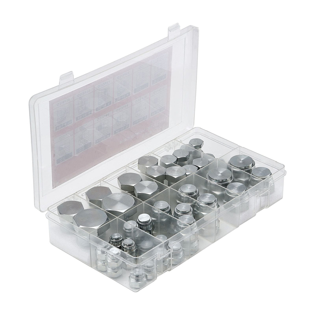 64 PCS BSPP Hydraulic Fittings, Hydraulic Cap and Plug Kit with Precision Threading, Galvanized Steel Heavy Duty Hydraulic Fitting Adapter Kit, Dash Sizes 04/06/08/10/12/16