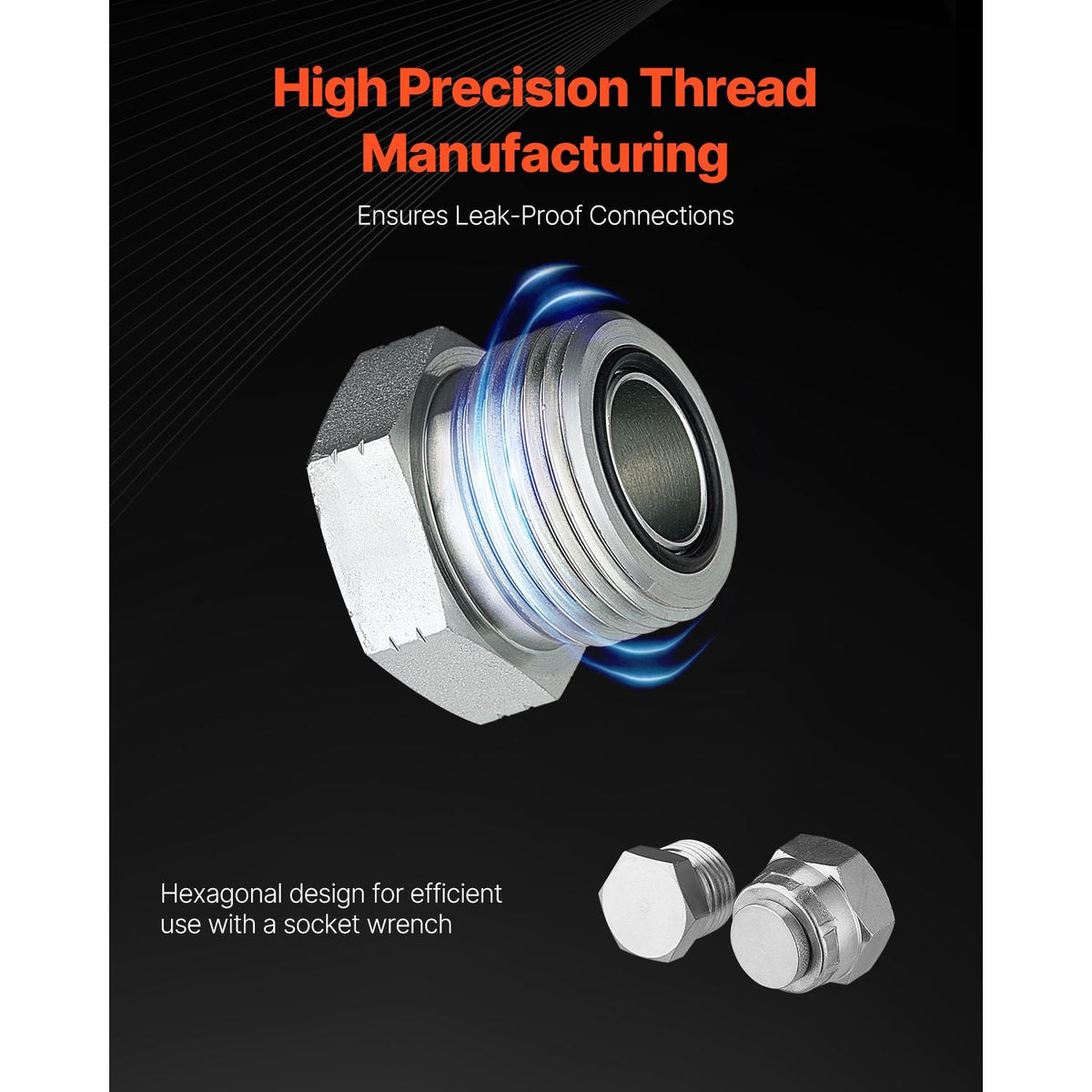 64 PCS DIN Hydraulic Fittings, Heavy Duty Master Industrial Hydraulic Cap and Plug, Hose Tube and Pipe Fitting Kit, Cap and Plug Kit with Precision Threading, Dash Sizes 14/16/18/22/26/30/36