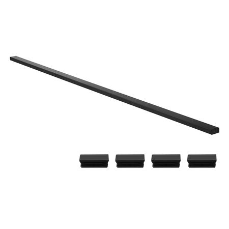 6.5 ft Stainless Steel Handrail, Rectangular Top Stair Deck Hand Rail for Outdoor/Indoor Steps with End Cap,Matte Black Coating Adjustable Metal Stair Rail for Cable Railing Kit