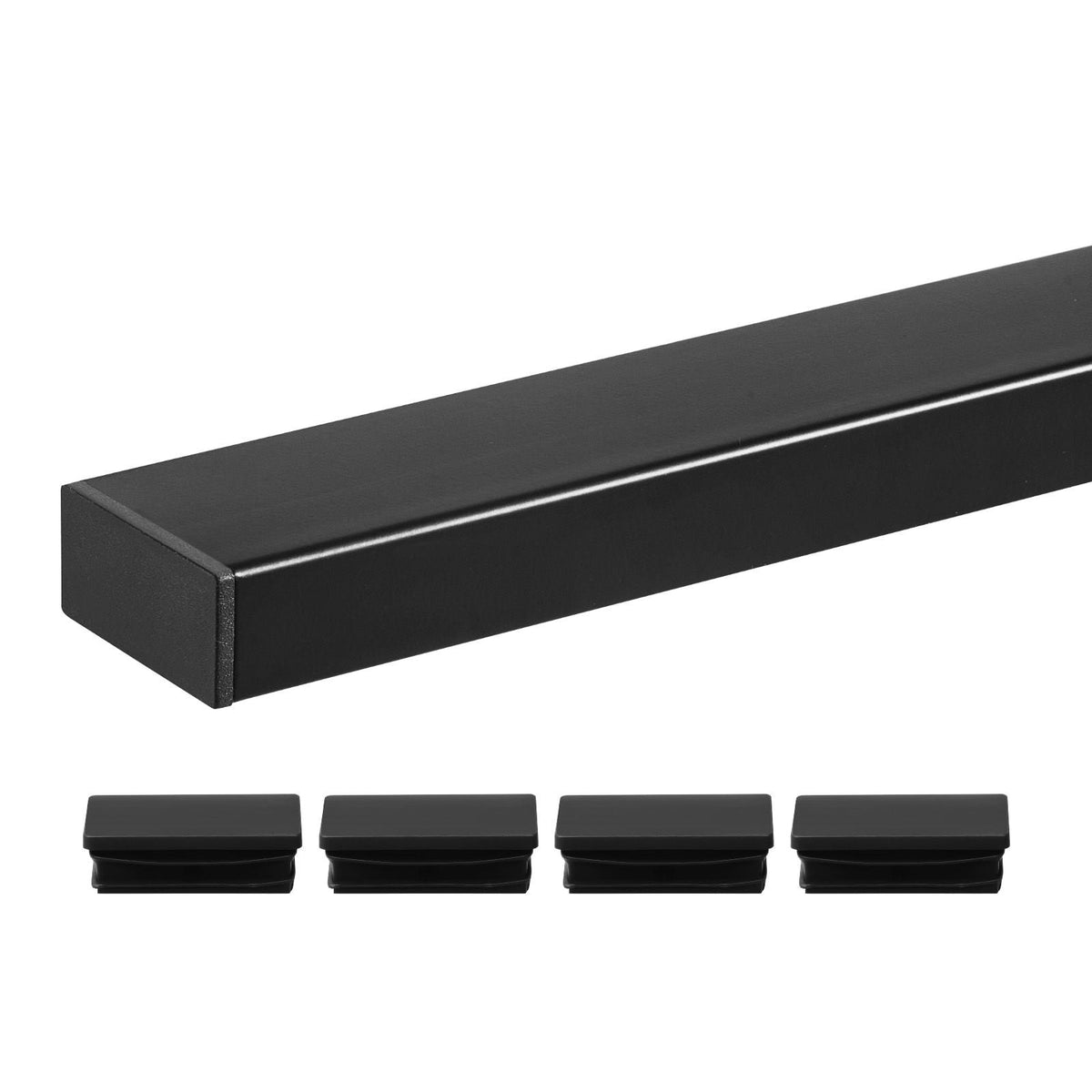 6.5 ft Stainless Steel Handrail, Rectangular Top Stair Deck Hand Rail for Outdoor/Indoor Steps with End Cap,Matte Black Coating Adjustable Metal Stair Rail for Cable Railing Kit