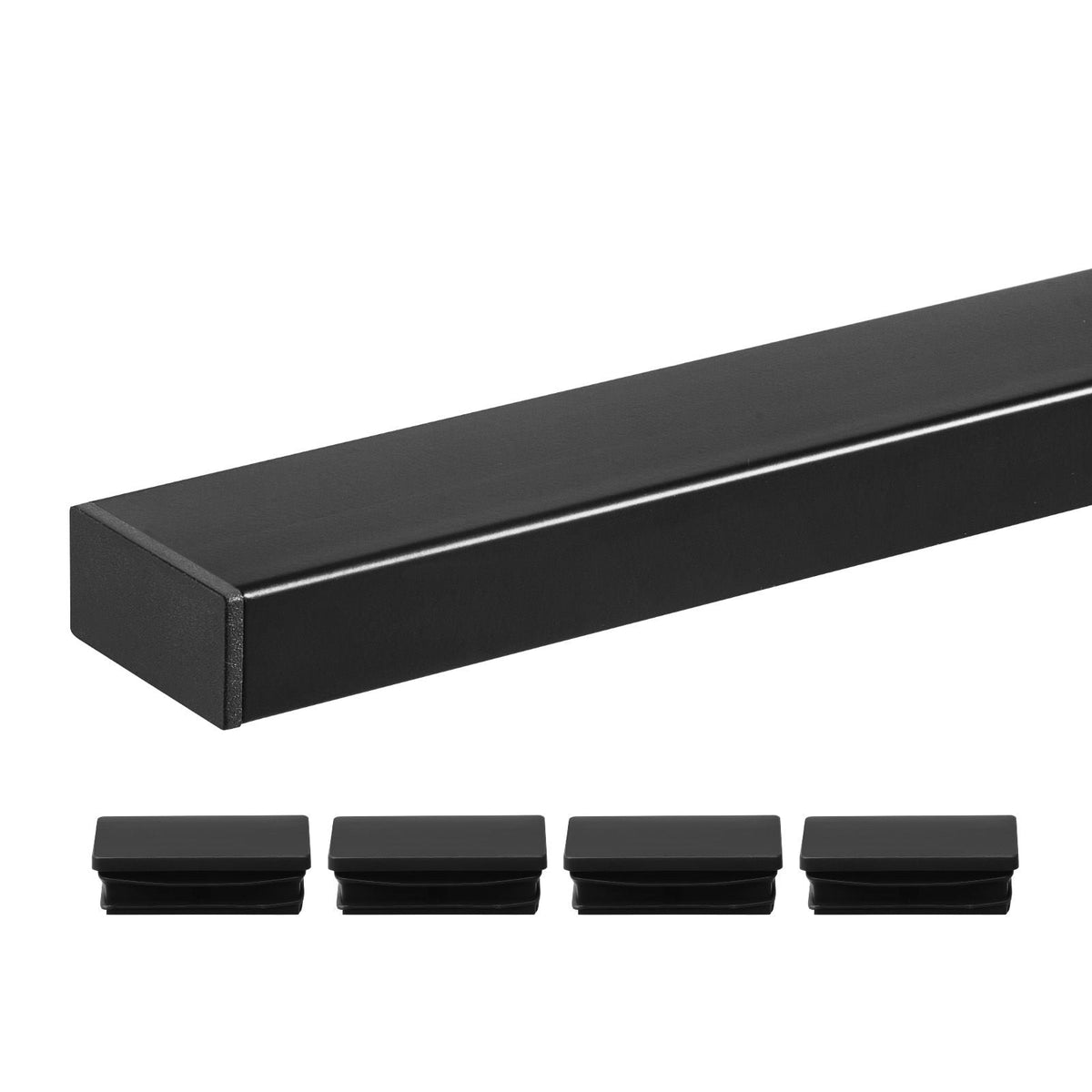 6.5 ft Stainless Steel Handrail, Rectangular Top Stair Deck Hand Rail for Outdoor/Indoor Steps with End Cap,Matte Black Coating Adjustable Metal Stair Rail for Cable Railing Kit