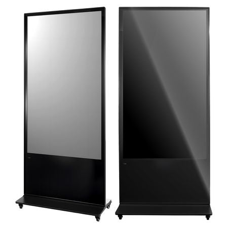 65 in Indoor Digital Signage 4K Floor Stand Advertising Display Kiosk, WiFi HDMI/USB Input Android OS, 178° Wide View, LCD Touchscreen Interactive Monitor, Mobile Commercial Totem Poster