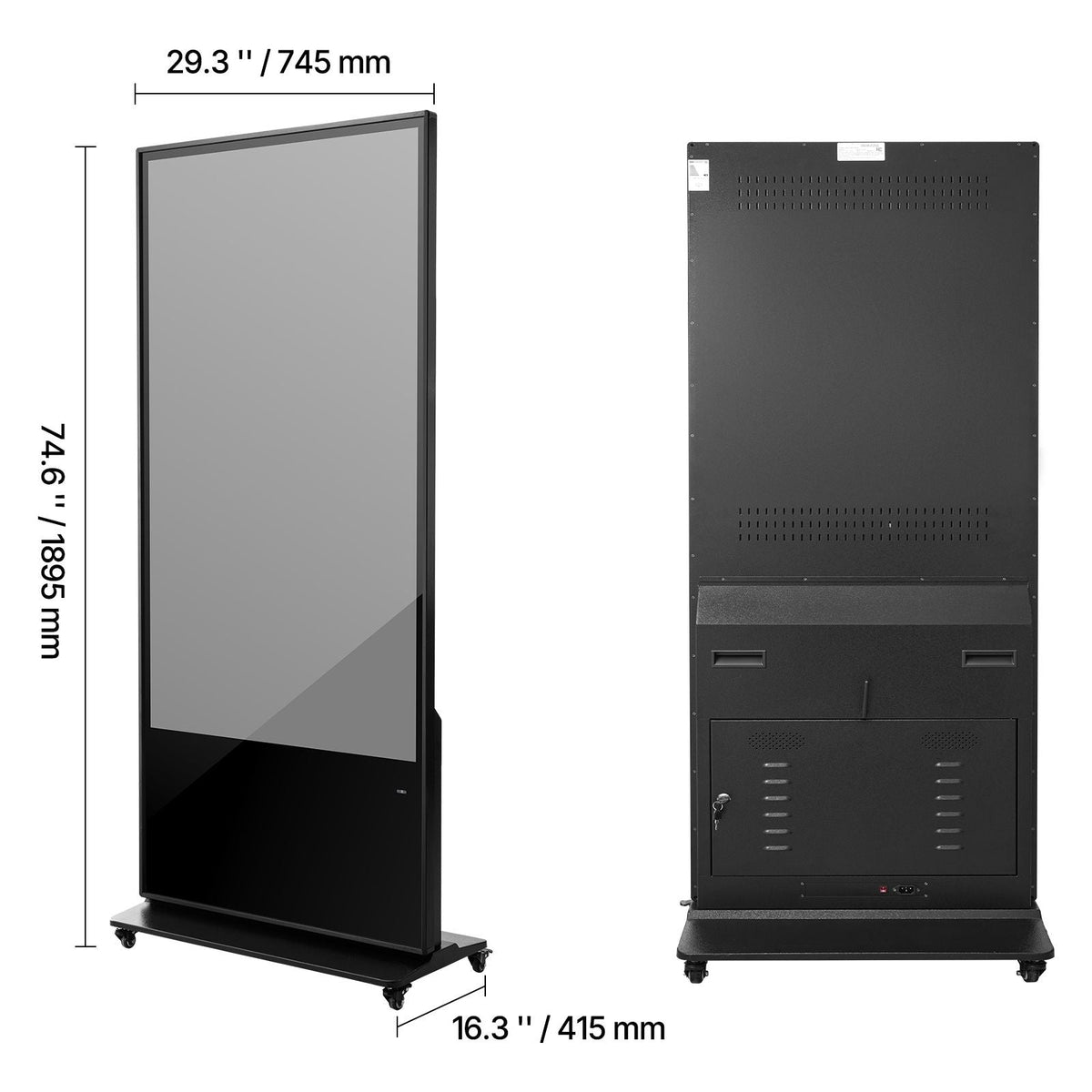 65 Inch Digital Signage Display, Touchscreen Digital Kiosk, Indoor Floor Standing Kiosk Display, 4K UHD LCD Screen, 2GB RAM & 32GB ROM, with WiFi HDMI/USB Input, Commercial Advertising Display