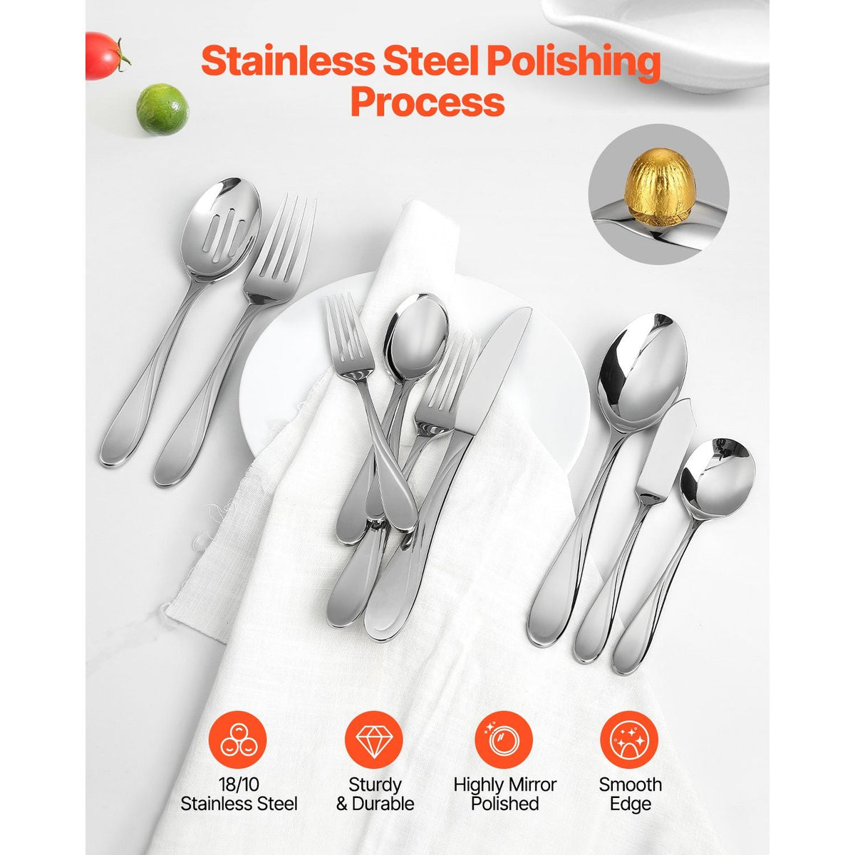 65-Piece Silverware Set, Food-Grade Stainless Steel Flatware Utensils, Mirror Finished Cutlery Set, Dishwasher Safe Eating Tableware for Kitchen Home, Service for 12, Include Knife Fork Spoon