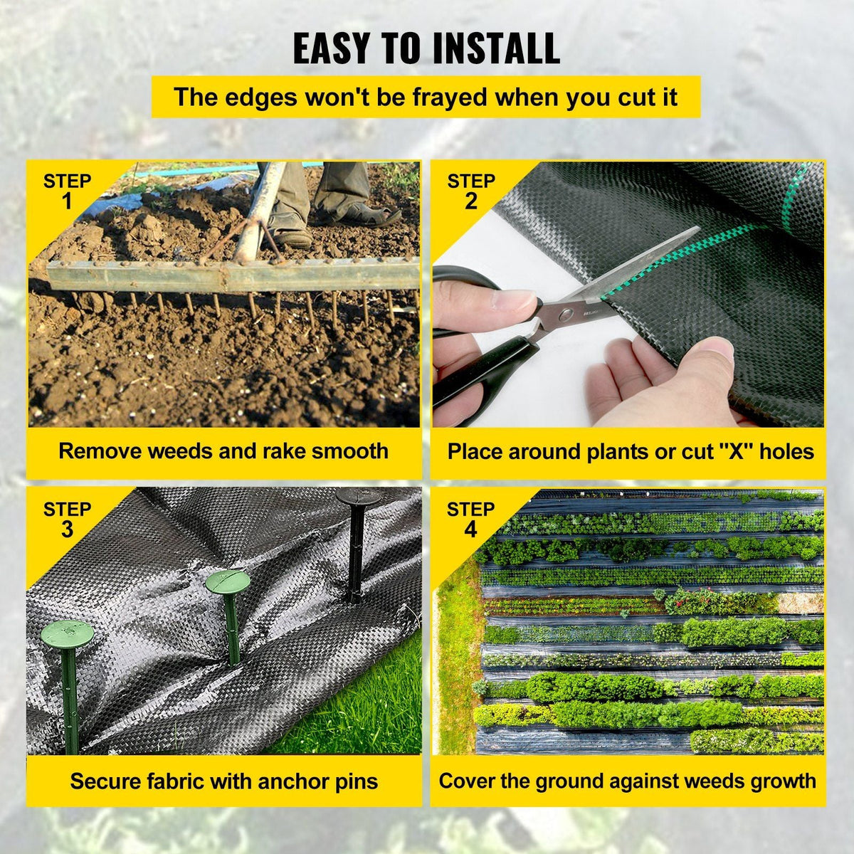 6.5FTx300FT Premium Weed Barrier Fabric Heavy Duty 3.2OZ, Woven Weed Control Fabric, High Permeability Good for Flower Bed, Geotextile Fabric for Underlayment, Polyethylene Ground Cover