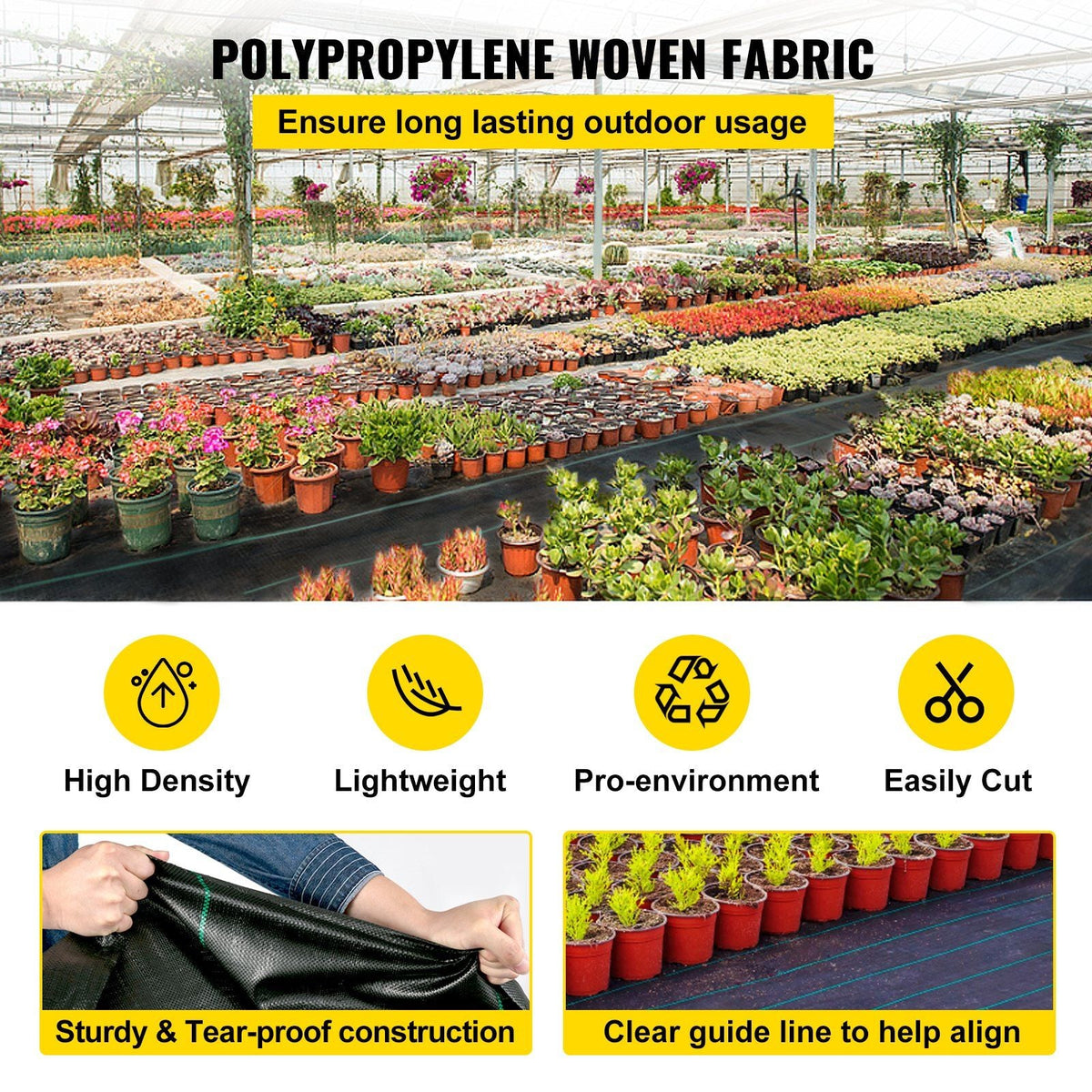 6.5FTx300FT Premium Weed Barrier Fabric Heavy Duty 3.2OZ, Woven Weed Control Fabric, High Permeability Good for Flower Bed, Geotextile Fabric for Underlayment, Polyethylene Ground Cover
