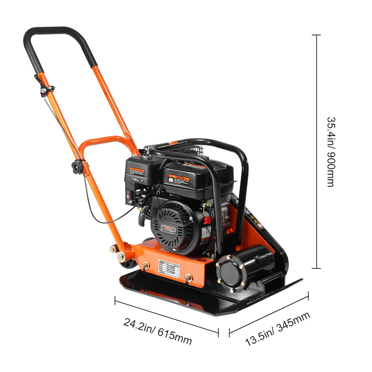 6.5HP Plate Compactor, 196CC Gas Engine, 2360 lbs Vibratory Compaction Tamper, 22.1x15.9 in Plate Power Jumping Jack Tamper, 5600 VPM Pavement Compactor for Walkways, Asphalts, Paver Landscaping