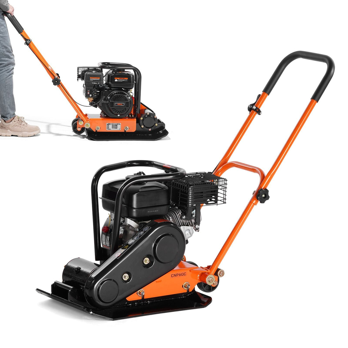 6.5HP Plate Compactor, 196CC Gas Engine, 2360 lbs Vibratory Compaction Tamper, 22.1x15.9 in Plate Power Jumping Jack Tamper, 5600 VPM Pavement Compactor for Walkways, Asphalts, Paver Landscaping