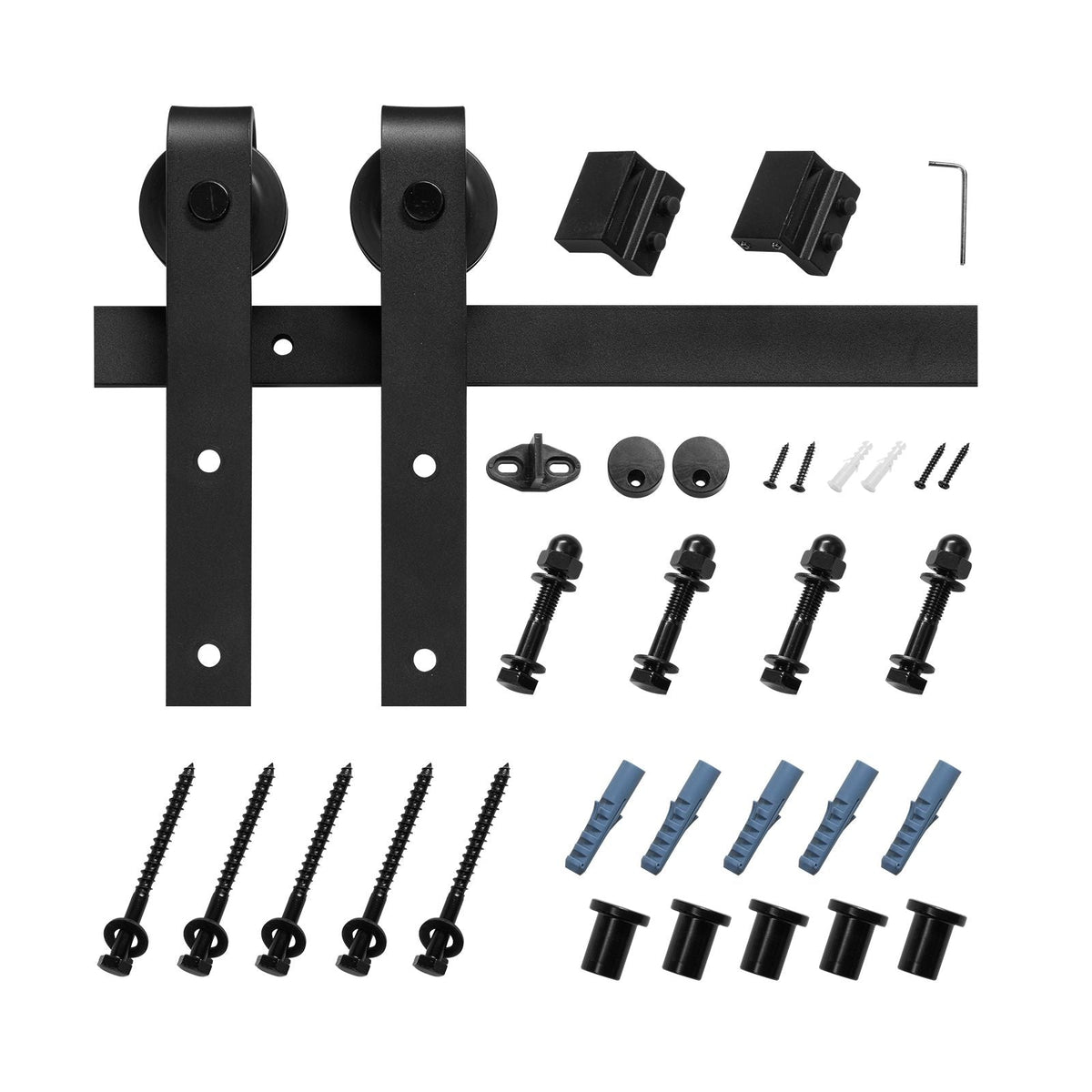 6.6FT Sliding Barn Door Hardware Kit, 330 LBS Weight Capacity, Compatible with 36-40 Inches Width & 1-3/8 to 1-3/4 Inches Thickness Single Sliding Barn Door, Durable Track & J-shape Roller Black