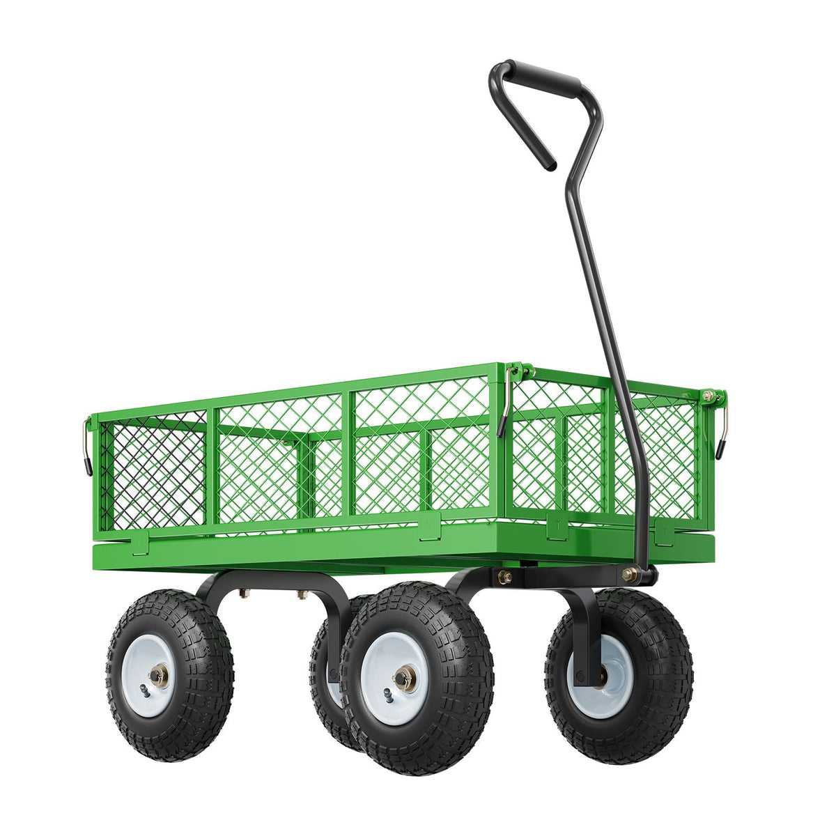 680 Lbs Steel Garden Cart on Wheels, Heavy Duty Garden Wagon Cart Pullable, Metal Outdoor Utility Yard Wagon Carts with 10" Tires, Mesh Removable Sides and 180°Rotating Handle