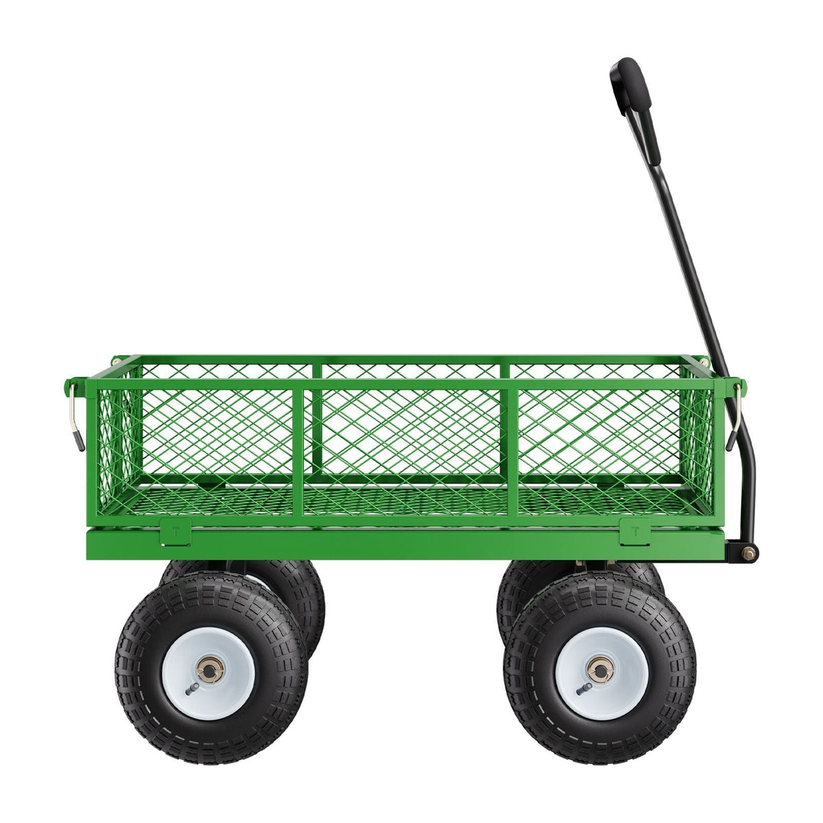 680 Lbs Steel Garden Cart on Wheels, Heavy Duty Garden Wagon Cart Pullable, Metal Outdoor Utility Yard Wagon Carts with 10" Tires, Mesh Removable Sides and 180°Rotating Handle