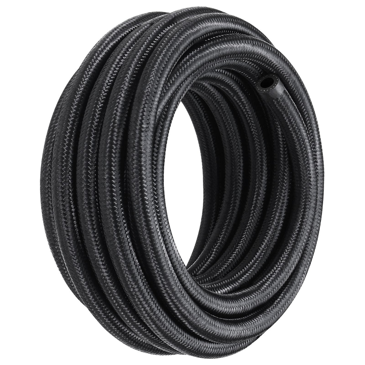 6AN Fuel Line Kit, 20 FT Fuel Hose Kit, 0.34" Nylon Stainless Steel Braided Fuel Line Oil/Gas/Diesel Hose End Fitting Kit, with 12 PCS Swivel Fitting Adapter Kit, Black