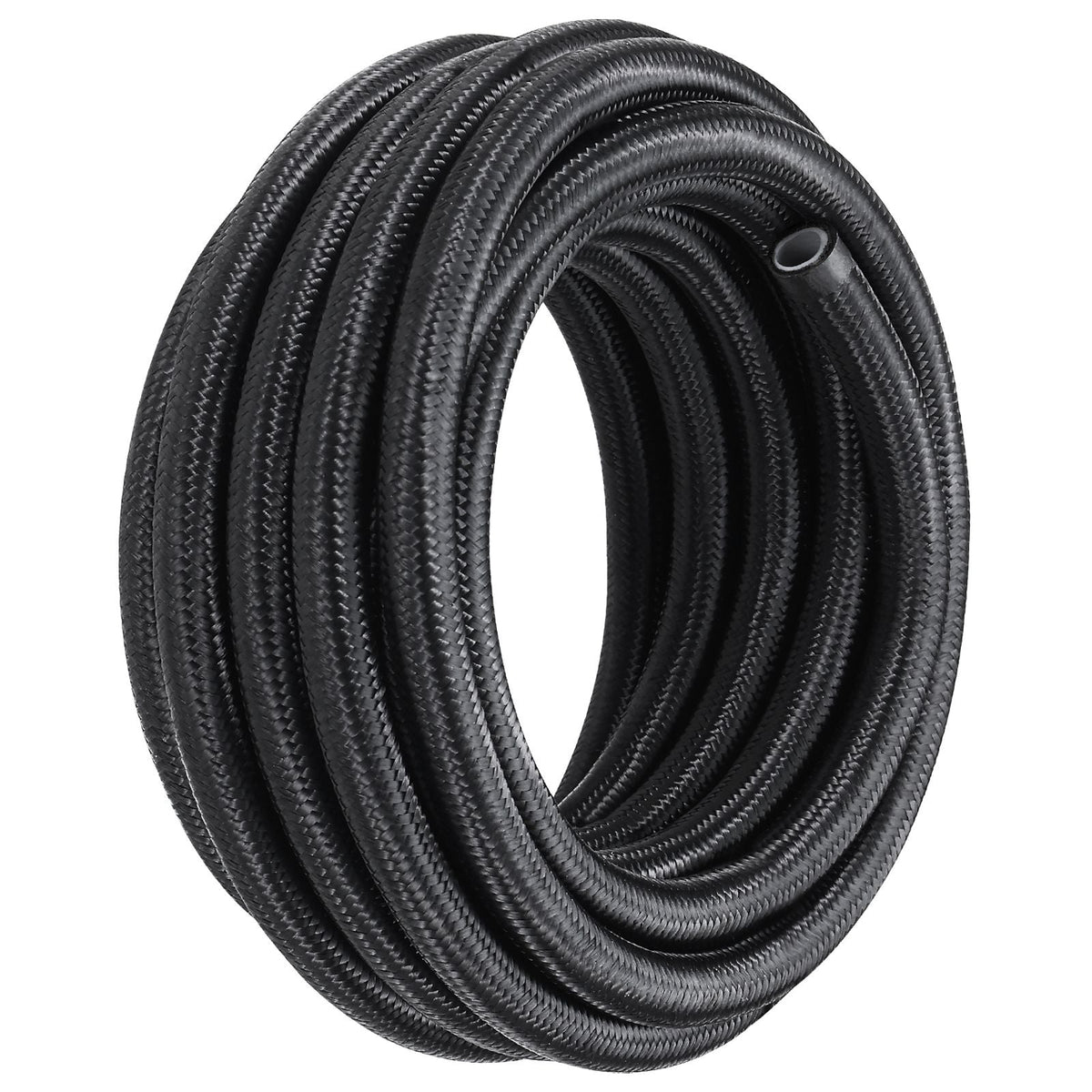 6AN Fuel Line Kit, 25 FT Fuel Hose Kit, 5/16" Nylon Stainless Steel Braided PTFE Fuel Line Kit, E85/Oil/Gas/Diesel Hose End Fitting Kit, with 15 PCS Swivel Fitting Adapter Kit, Black