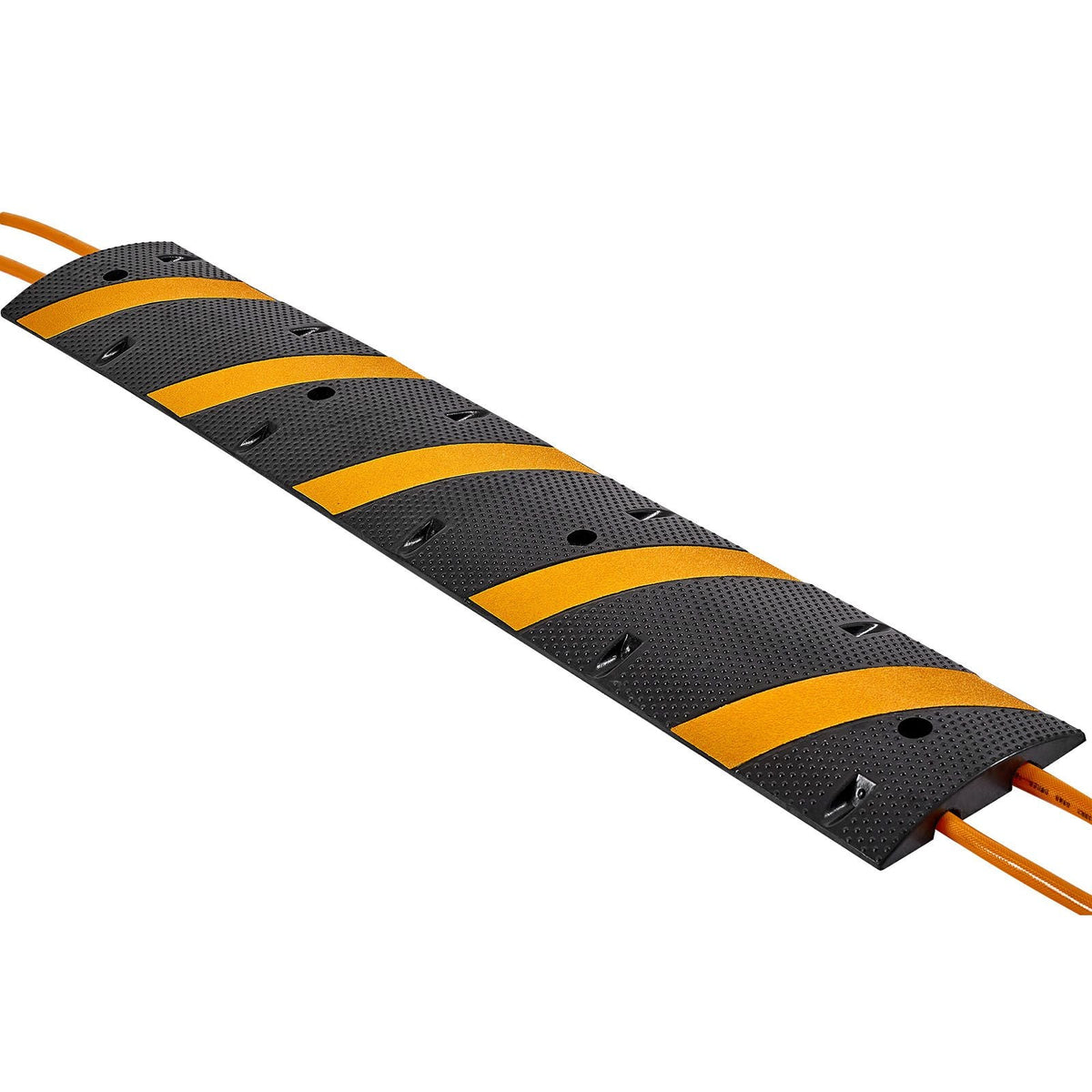 6FT Rubber Speed Bump, 2 Pack, 2 Channel Heavy Duty Traffic Speed Hump, 22000 lbs/Axle Load Capacity, 72 in Cable Protector Ramp with Expansion Screws, for Asphalt Concrete Gravel Driveway Road