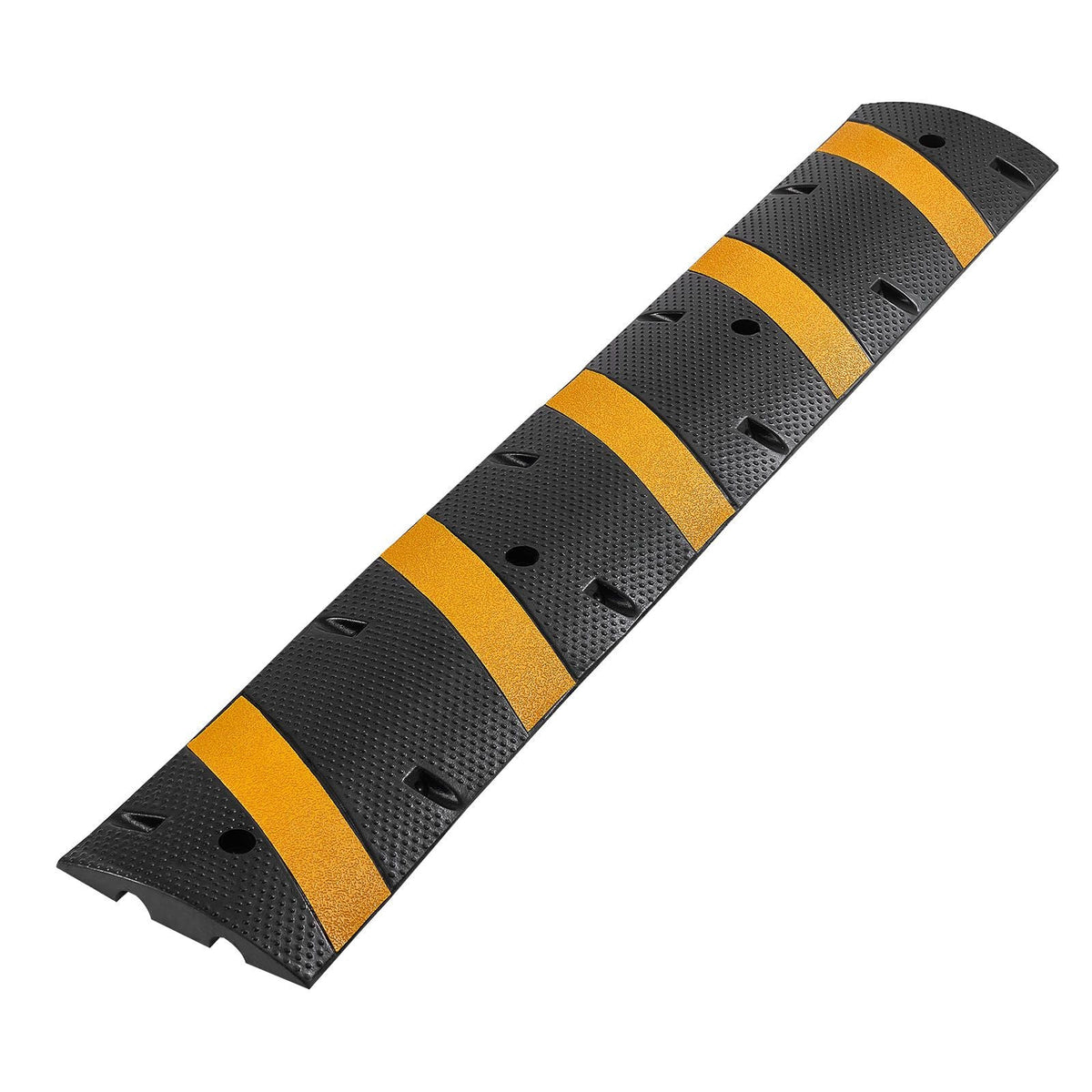 6FT Rubber Speed Bump, 2 Pack, 2 Channel Heavy Duty Traffic Speed Hump, 22000 lbs/Axle Load Capacity, 72 in Cable Protector Ramp with Expansion Screws, for Asphalt Concrete Gravel Driveway Road