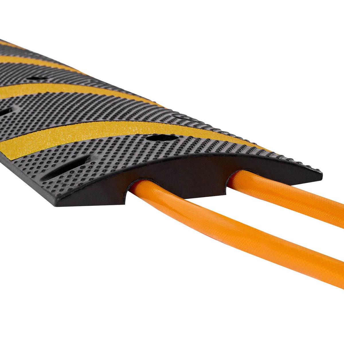 6FT Rubber Speed Bump, 2 Pack, 2 Channel Heavy Duty Traffic Speed Hump, 22000 lbs/Axle Load Capacity, 72 in Cable Protector Ramp with Expansion Screws, for Asphalt Concrete Gravel Driveway Road
