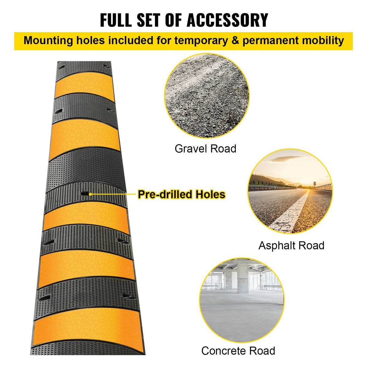 6ft Rubber Speed Hump for Driveways, Durable Cable Guard Ramp, 72.4x12x2.4 in, Dual-Channel for Garage, Gravel, Asphalt, Concrete Paths (Dual-Channel, 6ft-Speed Hump)