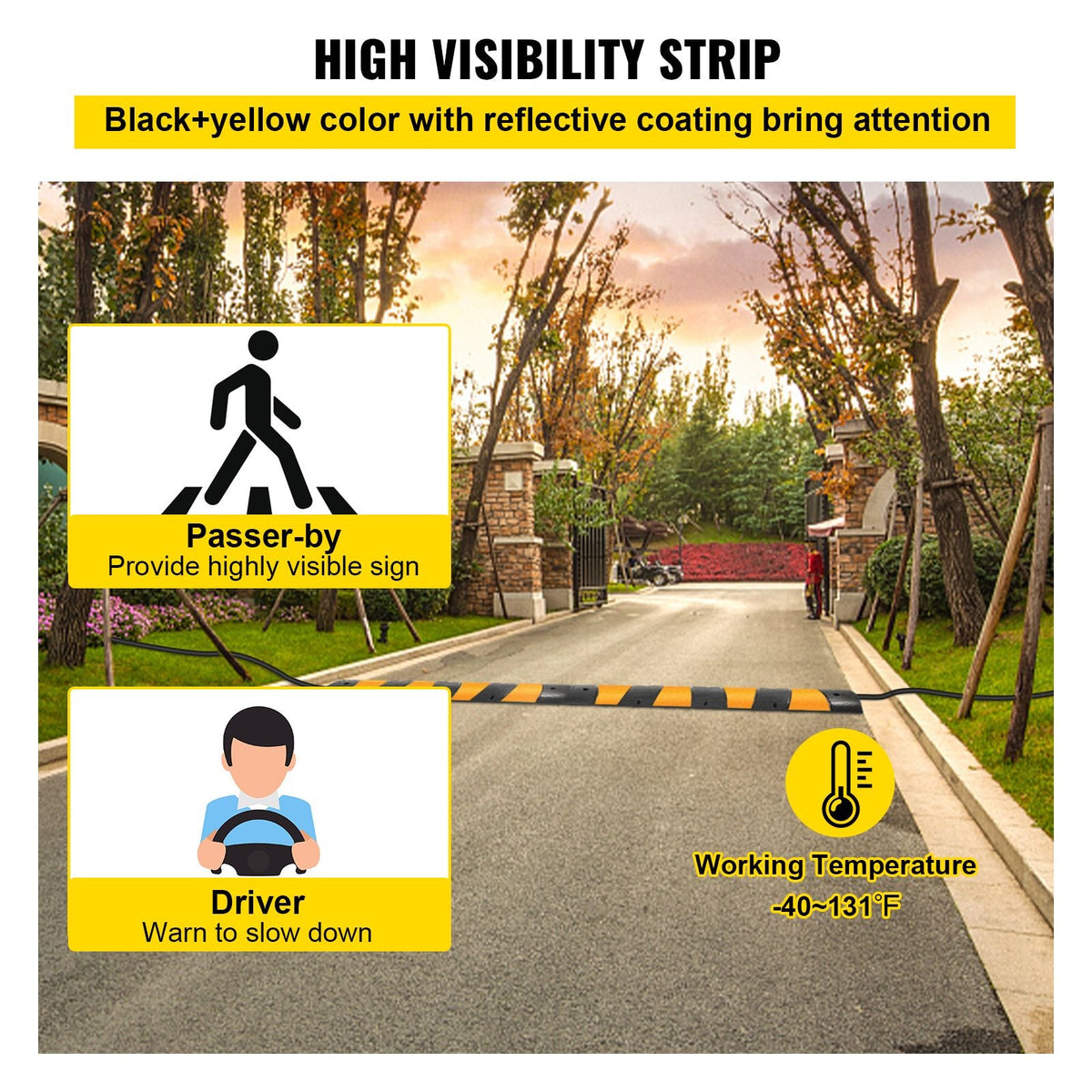 6ft Rubber Speed Hump for Driveways, Durable Cable Guard Ramp, 72.4x12x2.4 in, Dual-Channel for Garage, Gravel, Asphalt, Concrete Paths (Dual-Channel, 6ft-Speed Hump)