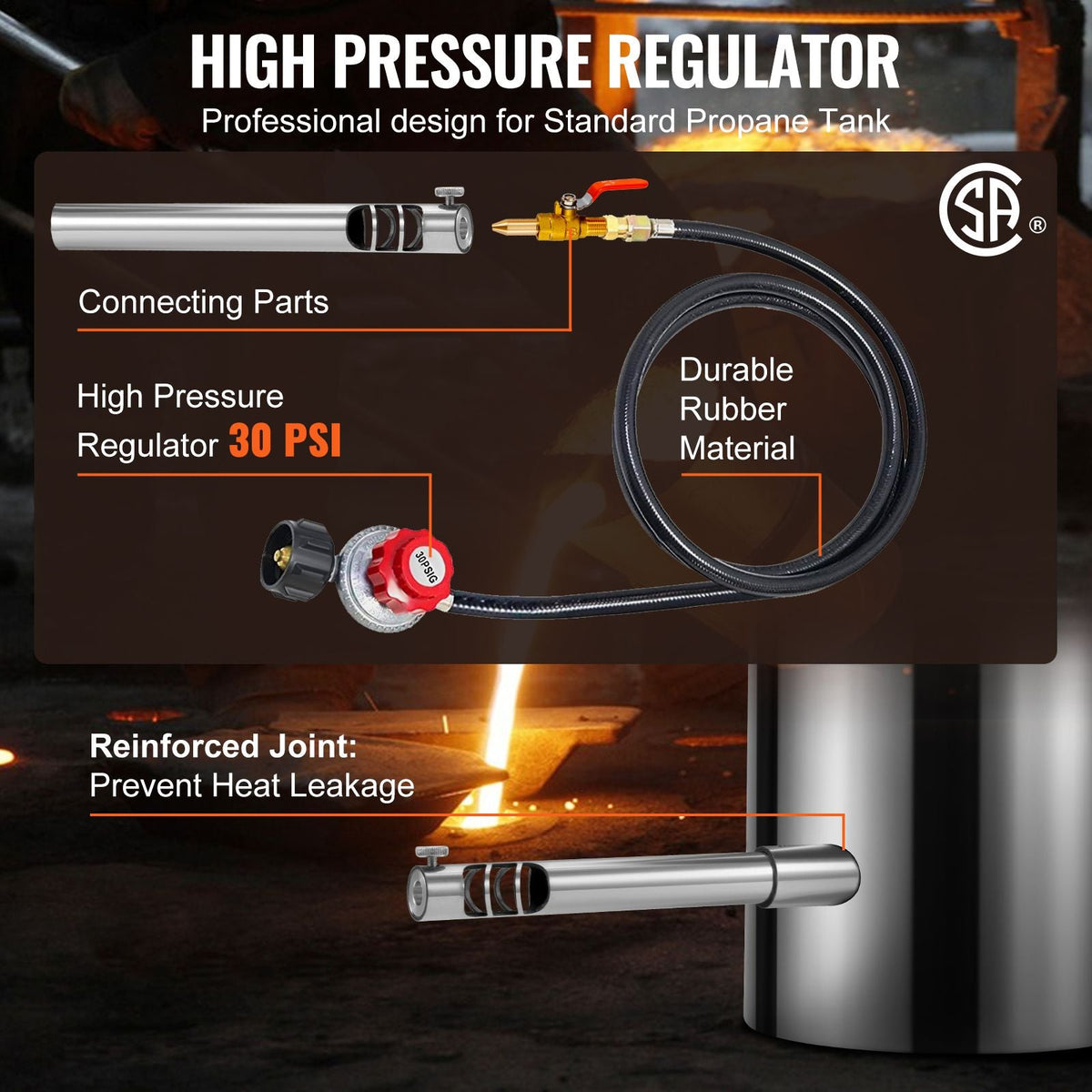 6KG Propane Melting Furnace Kit, Large Capacity Foundry Home Kilns, Blacksmithing Forge with Crucible & Tongs Kiln, Stainless Steel, For Metal Scrap Recycle, Gold Copper Silver Casting