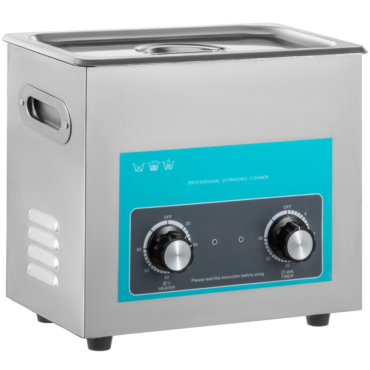 6L Ultrasonic Cleaner, 304 Stainless Steel Professional Knob Control, Ultrasonic Cleaner with Heater Timer for Jewelry Watch Glasses Circuit Board Dentures Small Parts Dental Instrument
