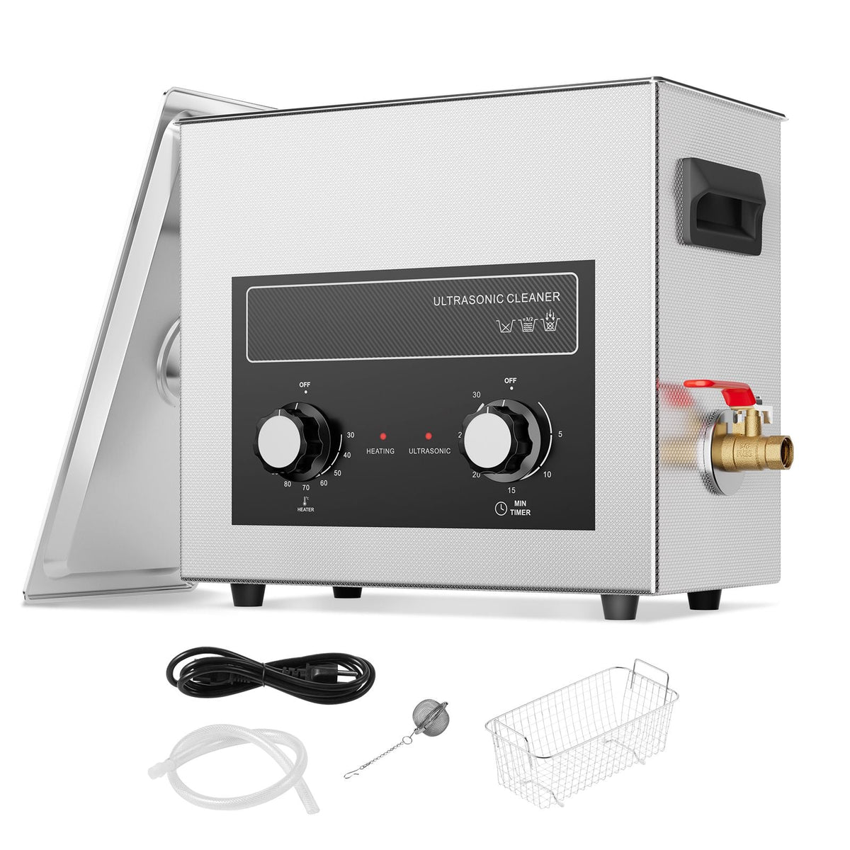 6L Ultrasonic Cleaner with Heater Timer & Basket, Professional Digital Sonic Cavitation Machine, 180W Cleaning Machine for Watch Instruments, Glasses, Coin, Metal Parts, Tool