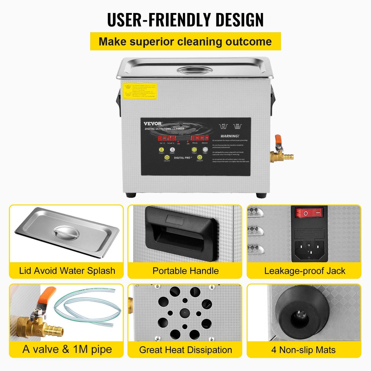 6L Upgraded Ultrasonic Cleaner (400W Heater,180W Ultrasonic) Professional Digital Lab Ultrasonic Parts Cleaner with Heater Timer for Jewelry Glasses Instruments Cleaning