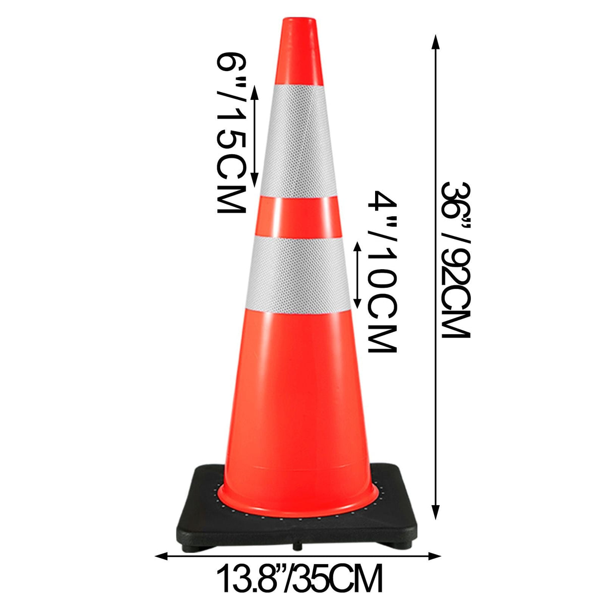 6Pack 36\" Traffic Cones, Safety Road Parking Cone with Black Weighted Base, PVC Orange Traffic Safety Cones, Hazard Cones Reflective Collars for Construction Traffic Parking