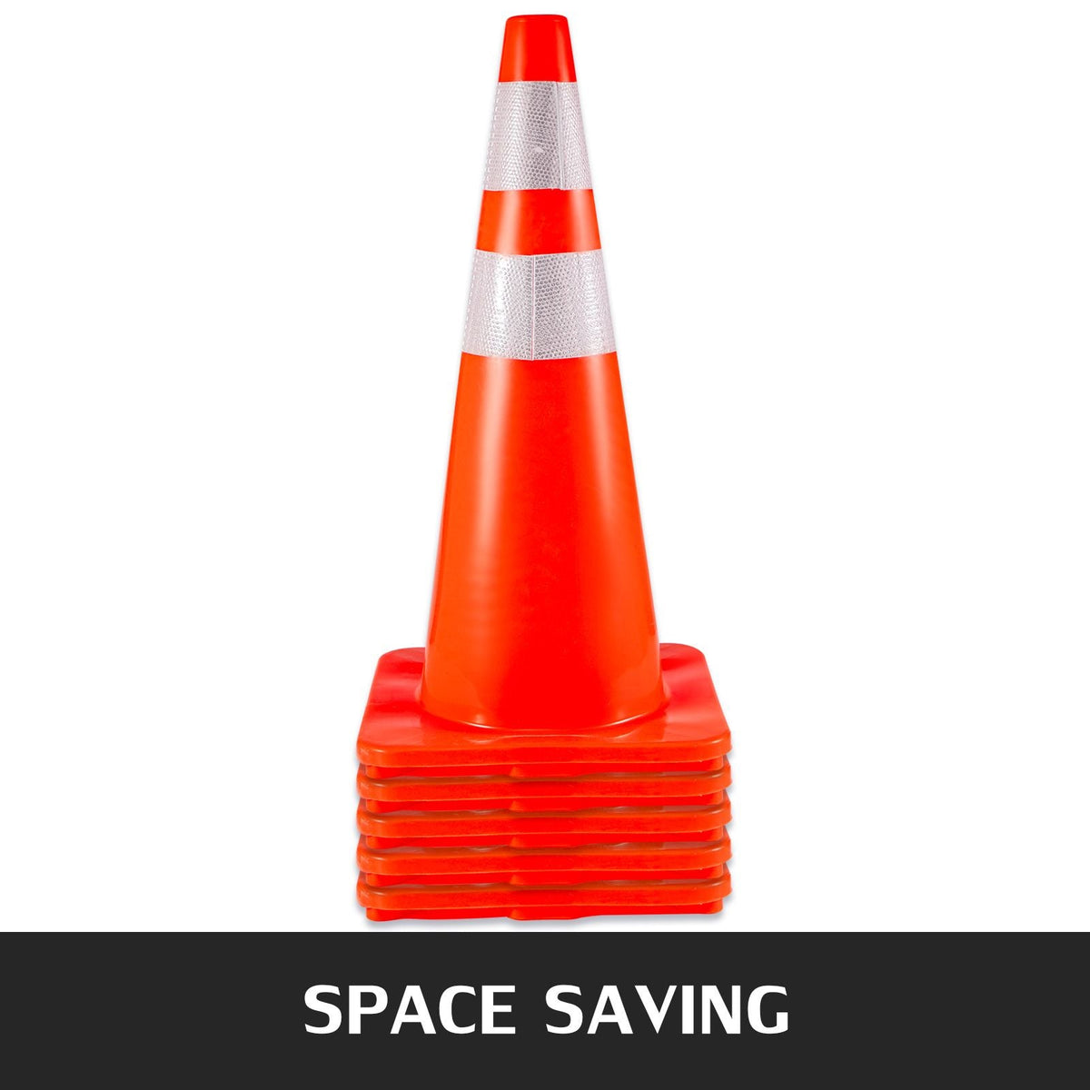 6Pack Traffic Cones, 28\"Safety Cones, PVC Orange Traffic Safety Cone with Reflective Collar, for Road Parking Training Cones