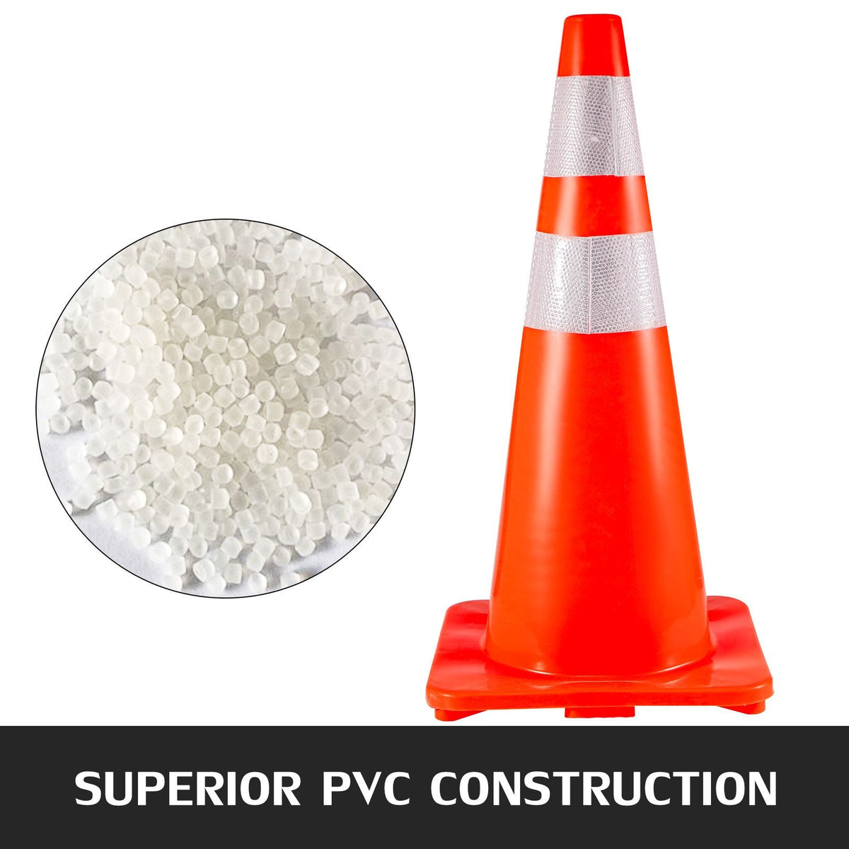 6Pack Traffic Cones, 28\"Safety Cones, PVC Orange Traffic Safety Cone with Reflective Collar, for Road Parking Training Cones
