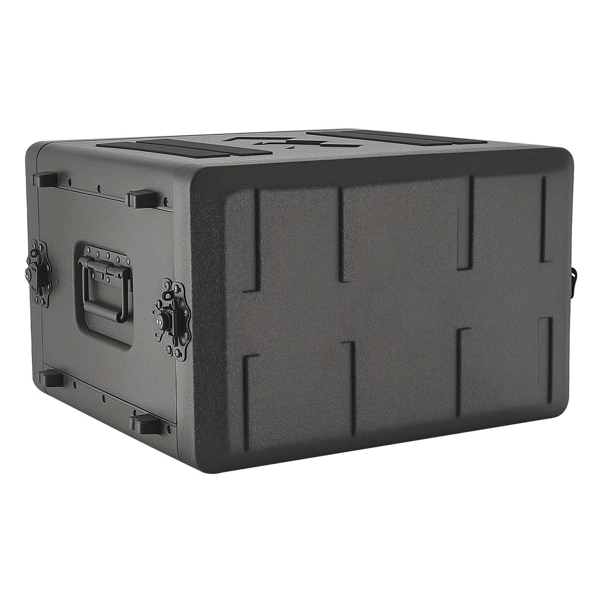 6U Rack Case, 15 in Depth, Rackmount Flight Case Shallow Rack with Microphone Compartments, Polyethylene Construction, Recessed Latches, Easy Installation, for Amplifier, 13.8 in Internal Depth