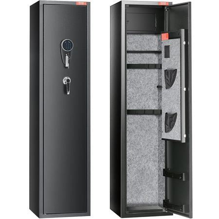 7-8 Rifles Gun Safe, Rifle Safe with Digital Keypad & Lock, Gun Storage Cabinet with Built-in Storage Locker, Removable Storage Shelf for Home Long Gun and Pistols