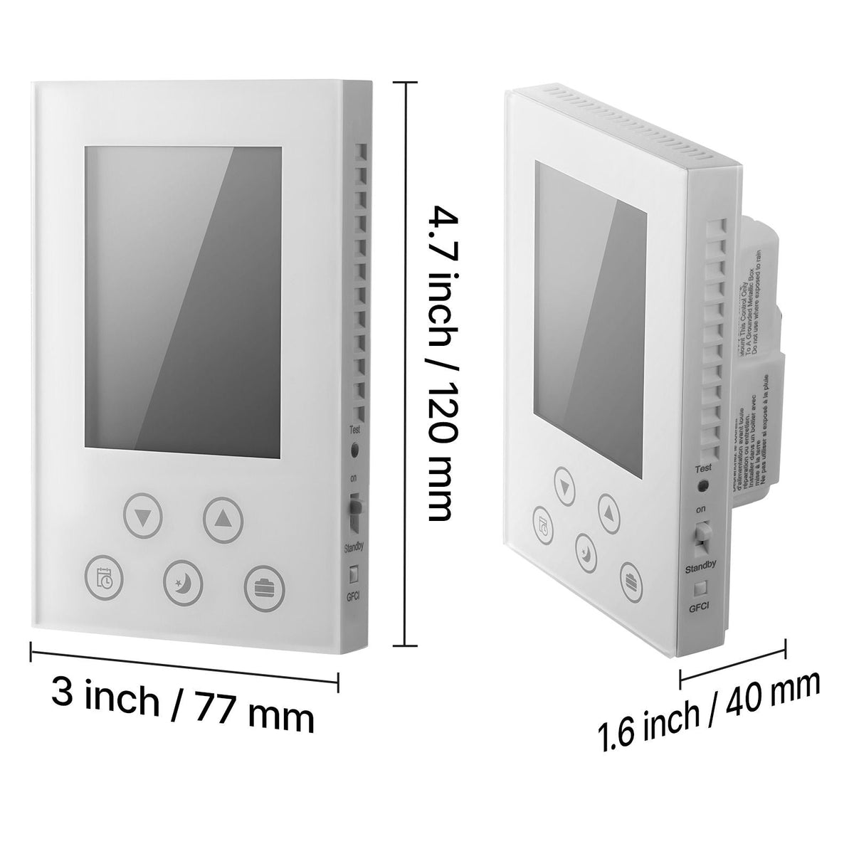 7-Day Programmable Thermostat, Home Thermostats for Radiant Underfloor Heating Cable,Heat Pump, Built-in GFCI & Sensitive Sensor, LED Screen with Backlight,Energy-Efficient,White