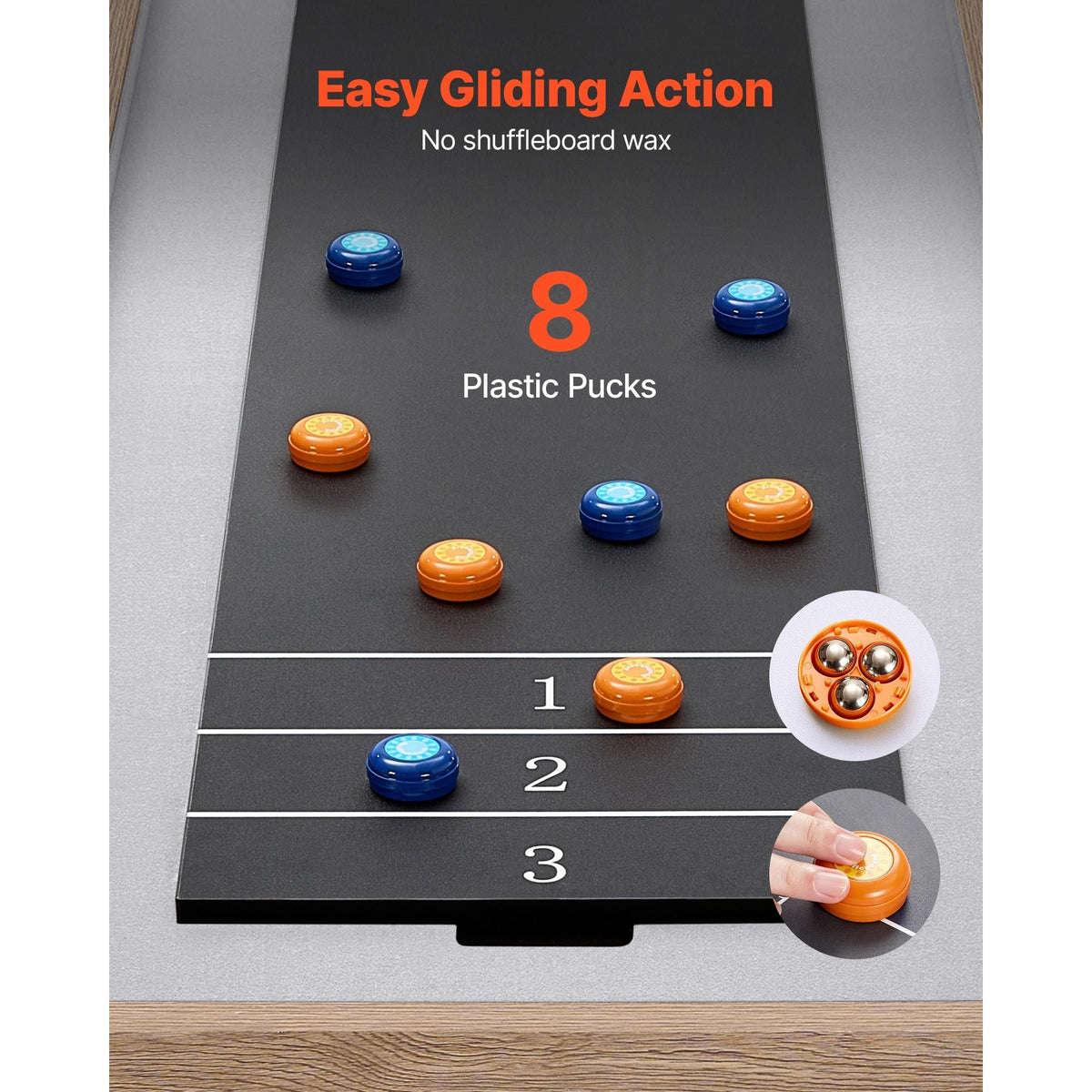 7 ft Shuffleboard Table, 2 in 1 Shuffleboard and Tabletop Curling Combo Game, Compact Shuffle Board with Smooth Surface, Folding Legs, 8 Pucks, Easy to Disassemble and Move, for Family Game Room