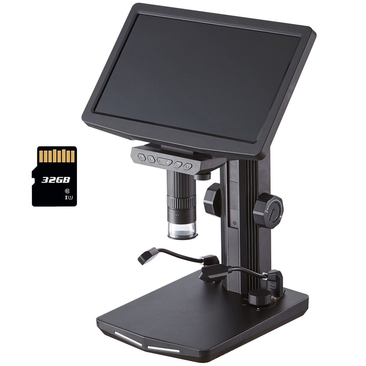 7" HDMI LCD Digital Microscope for Adults, Soldering Electron Microscope 1200X with IPS Screen, 8 LED Lights, 2 Flexible Side Lights, PC View, USB Coin Microscope for Windows/MacOS/TV, 32GB