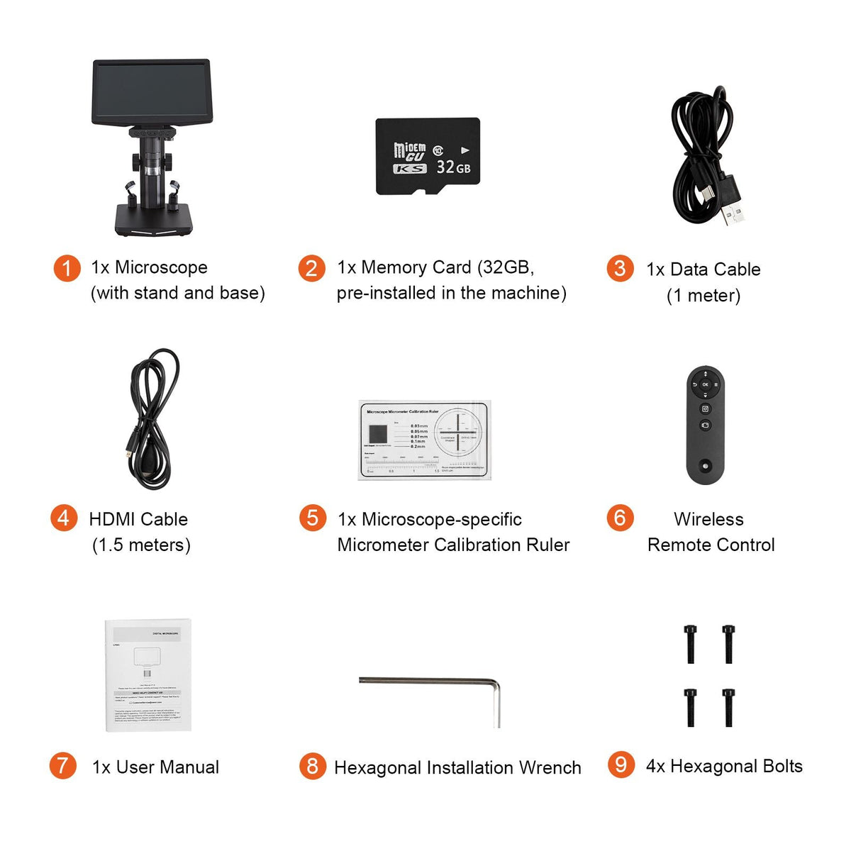 7" HDMI LCD Digital Microscope for Adults, Soldering Electron Microscope 1200X with IPS Screen, 8 LED Lights, 2 Flexible Side Lights, PC View, USB Coin Microscope for Windows/MacOS/TV, 32GB