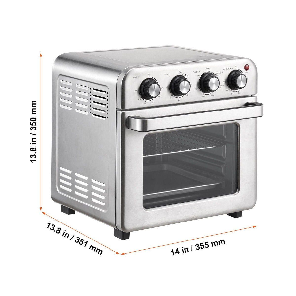 7-IN-1 Air Fryer Toaster Oven, 18L Convection Oven, 1700W Stainless Steel Toaster Ovens Countertop Combo with Grill, Pizza Pan, Gloves, 6 Slices Toast, 12-inch Pizza, Home and Commercial Use