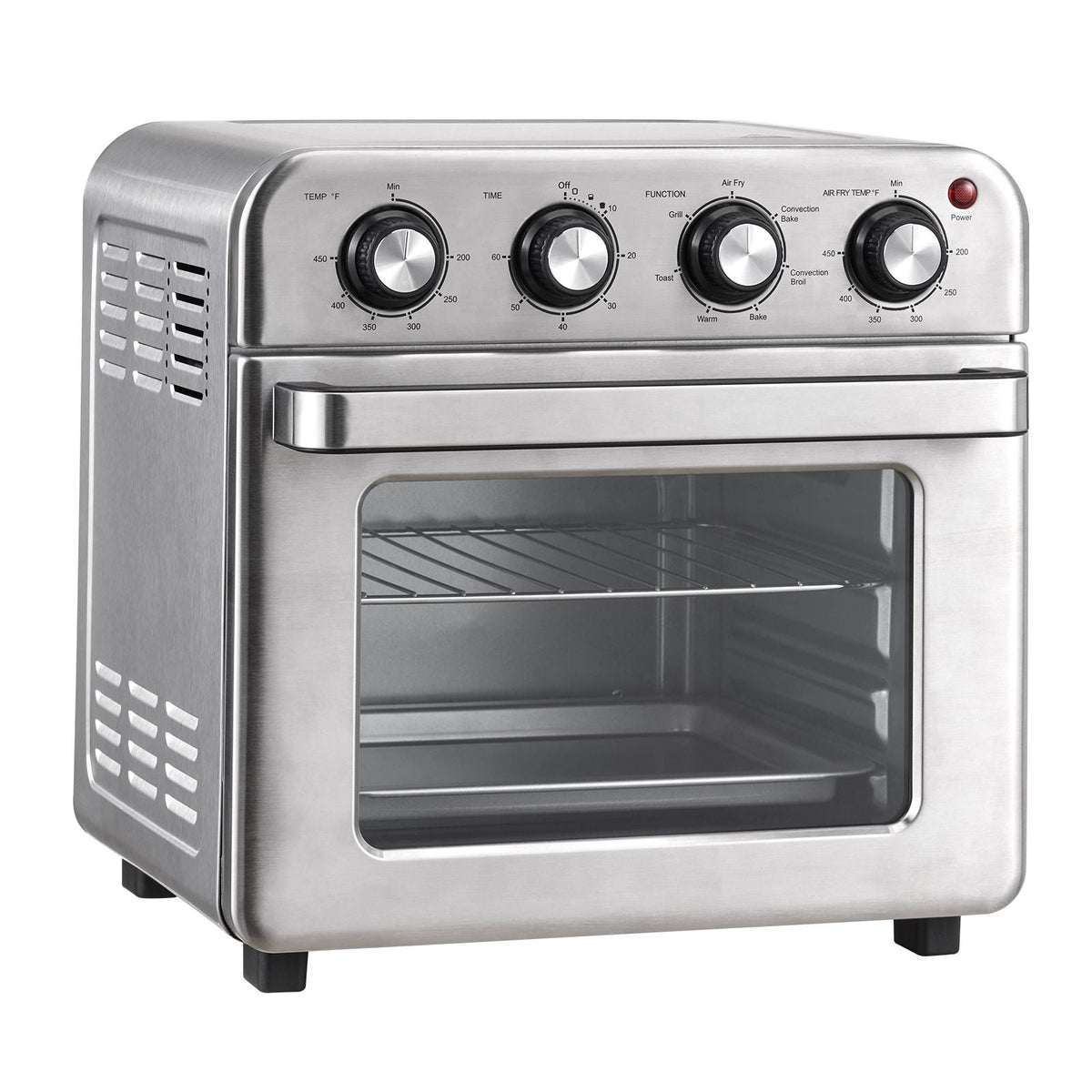 7-IN-1 Air Fryer Toaster Oven, 18L Convection Oven, 1700W Stainless Steel Toaster Ovens Countertop Combo with Grill, Pizza Pan, Gloves, 6 Slices Toast, 12-inch Pizza, Home and Commercial Use