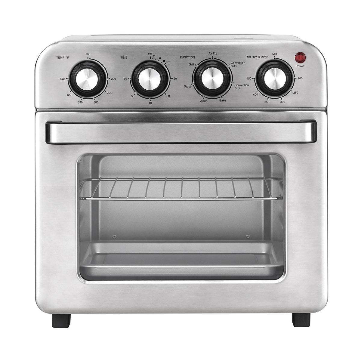 7-IN-1 Air Fryer Toaster Oven, 18L Convection Oven, 1700W Stainless Steel Toaster Ovens Countertop Combo with Grill, Pizza Pan, Gloves, 6 Slices Toast, 12-inch Pizza, Home and Commercial Use
